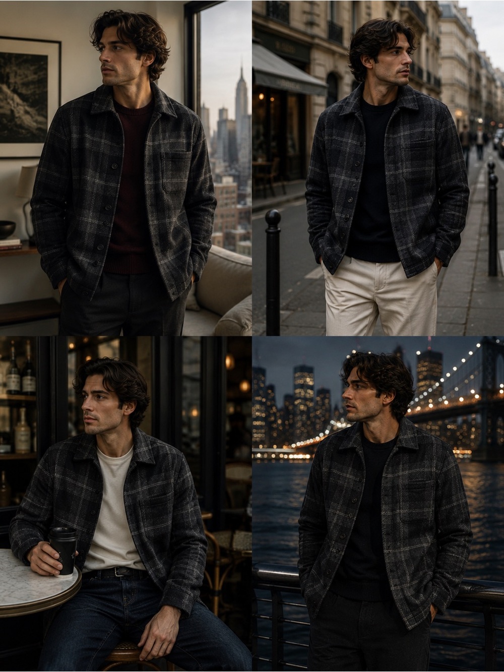Vince Charcoal Plaid Shirt Jacket